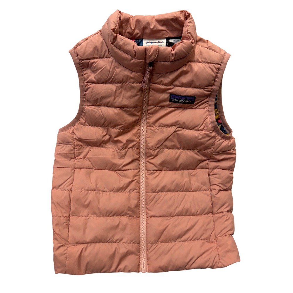 Patagonia Kids Down Sweater Vest 4T Coral Pink Floral Lining NetPlus Quilted